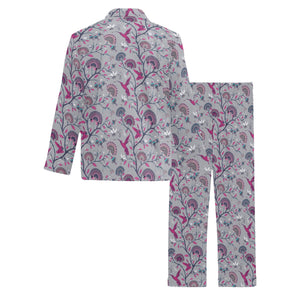 Hummingbird Pattern Print Design 04 Men's Long Pajama Set