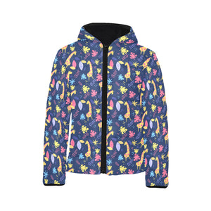 Giraffe Pattern Print Design 04 Kids' Boys' Girls' Padded Hooded Jacket