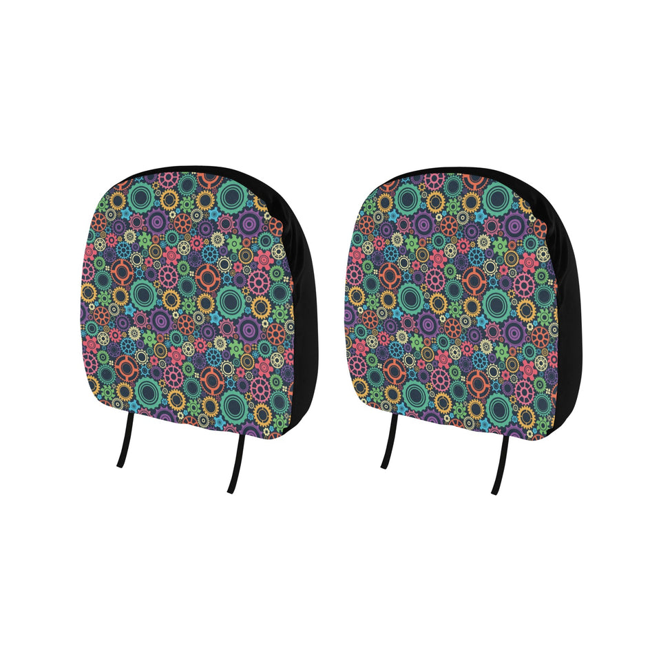 Gear Pattern Print Design 02 Car Headrest Cover