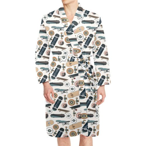 Skate Board Pattern Print Design 01 Men's Long Sleeve Belted Night Robe