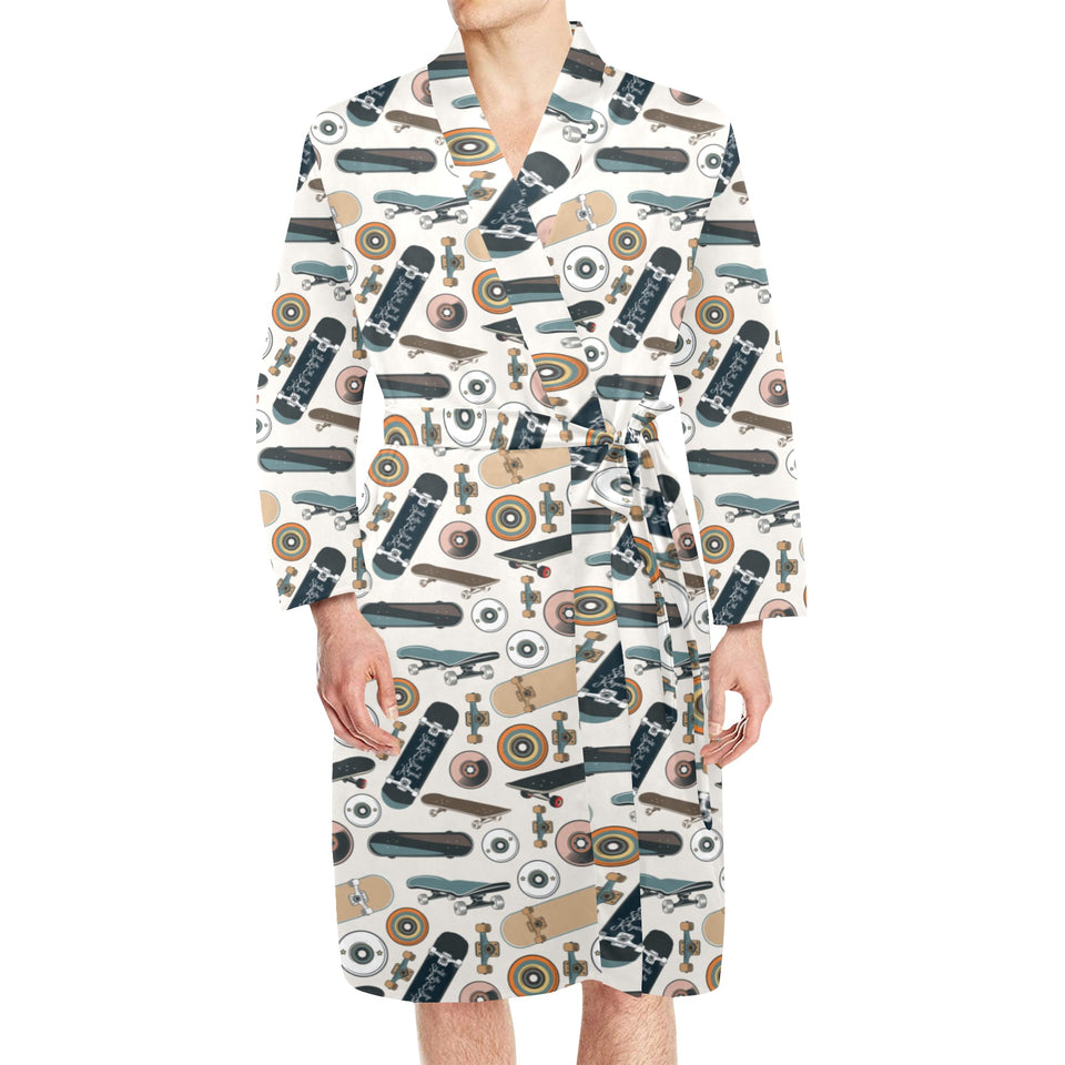 Skate Board Pattern Print Design 01 Men's Long Sleeve Belted Night Robe