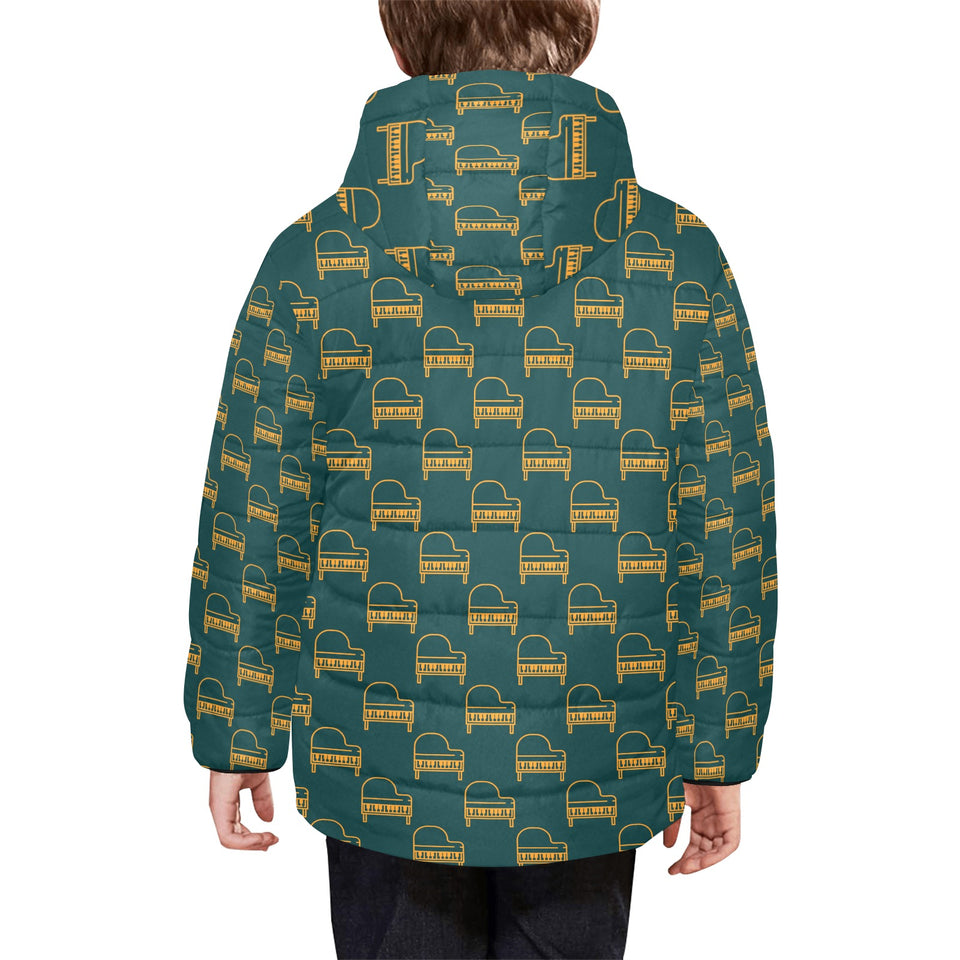 Piano Pattern Print Design 03 Kids' Boys' Girls' Padded Hooded Jacket