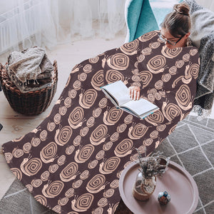 Snail Pattern Print Design 03 Blanket Robe with Sleeves