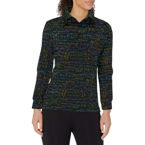 Math Pattern Print Design 01 Women's Long Sleeve Polo Shirt