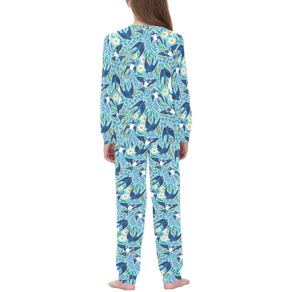 Swallow Pattern Print Design 05 Kids' Boys' Girls' All Over Print Pajama Set