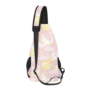 Moon Sleeping Cat Pattern All Over Print Chest Bag