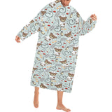 Teddy Bear Pattern Print Design 02 Blanket Robe with Sleeves