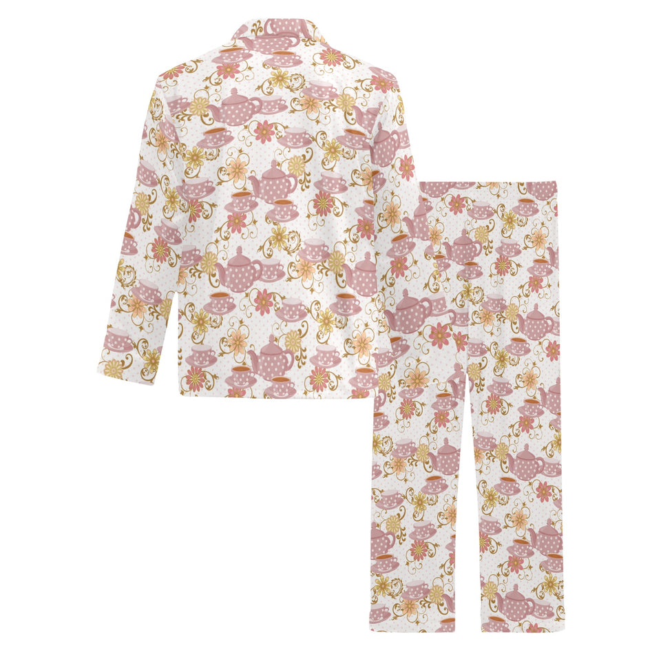 Tea pots Pattern Print Design 01 Men's Long Pajama Set