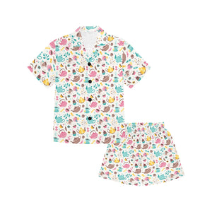 Tea pots Pattern Print Design 05 Kids' Boys' Girls' V-Neck Short Pajama Set