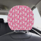 Poodle Pink Heart Pattern Car Headrest Cover