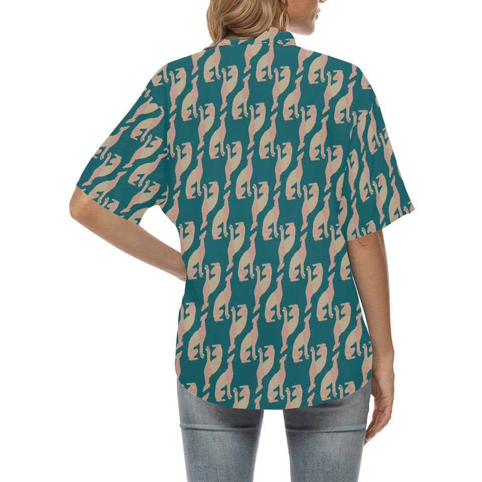 Greyhound Pattern Print Design 05 Women's All Over Print Hawaiian Shirt