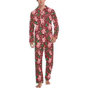 Pig Pattern Print Design 01 Men's Long Pajama Set