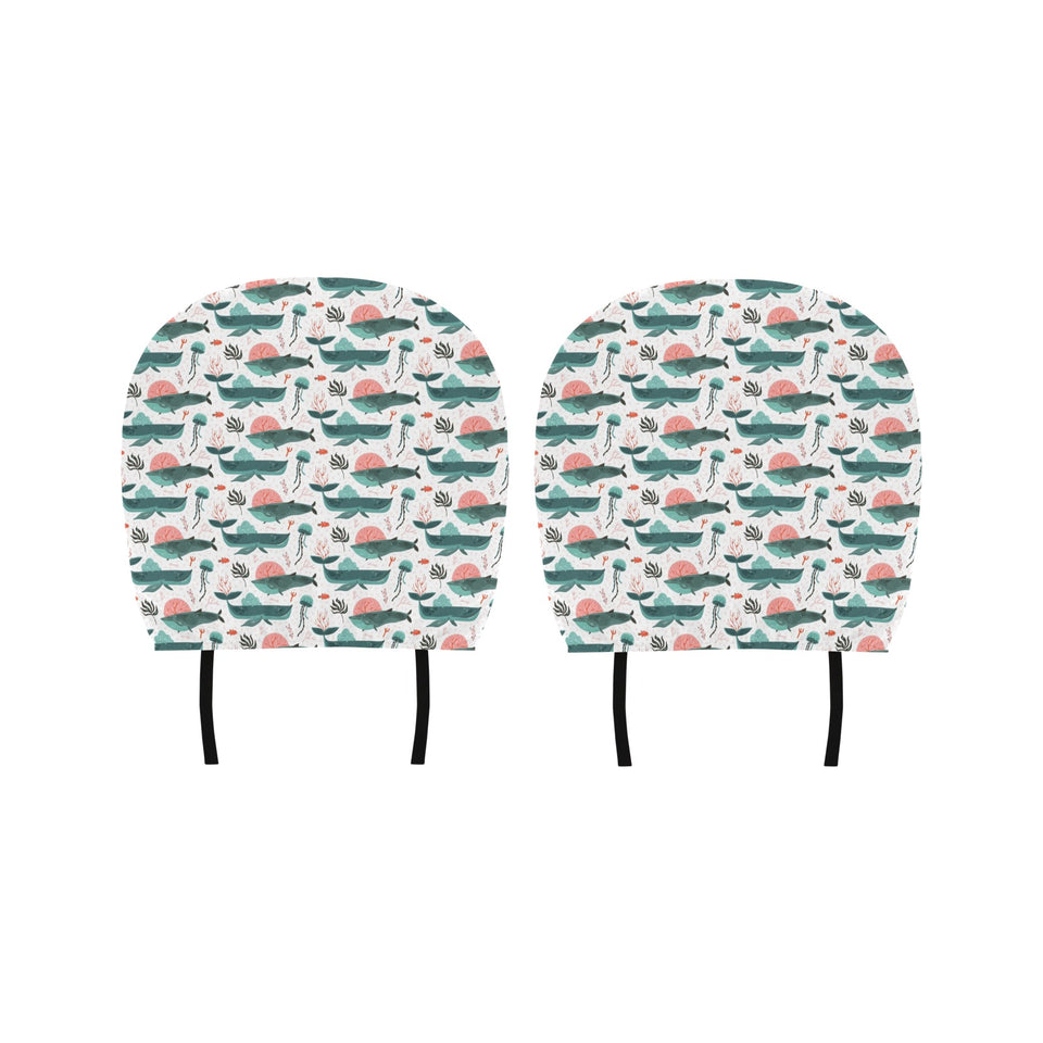 Whale Jelly Fish Pattern Car Headrest Cover