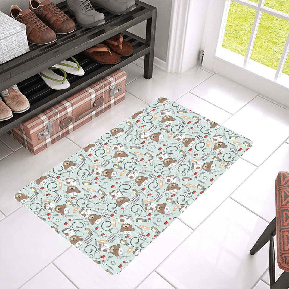 Teddy Bear Pattern Print Design 02 Doormat