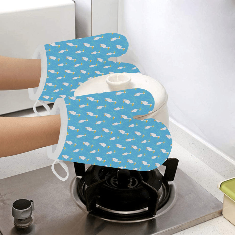 Pelican Pattern Print Design 02 Heat Resistant Oven Mitts