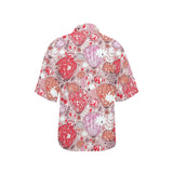 Red Pink Hot Air Balloon Pattern Women's All Over Print Hawaiian Shirt