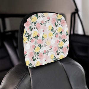 Swan Flower Pattern Car Headrest Cover