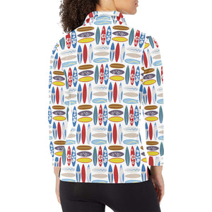 Surfboard Pattern Print Design 02 Women's Long Sleeve Polo Shirt