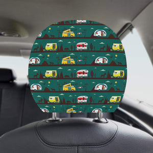 Camper Van Pattern Print Design 03 Car Headrest Cover