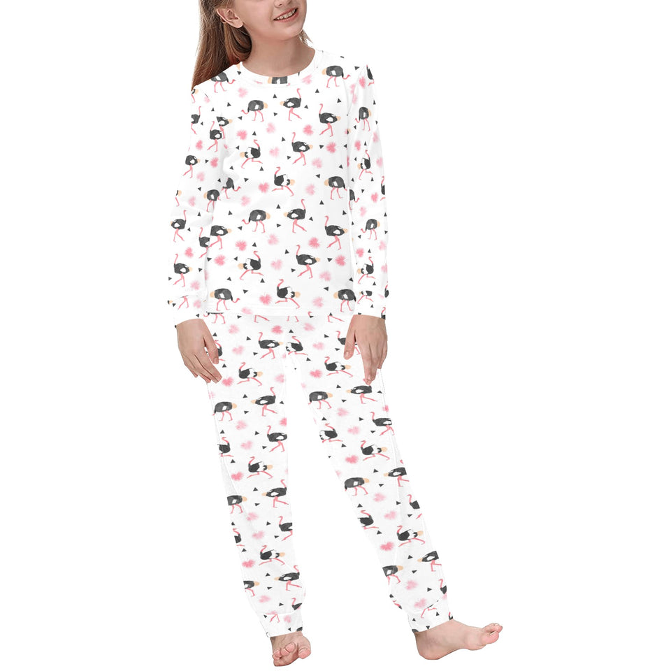 Ostrich Pattern Print Design 03 Kids' Boys' Girls' All Over Print Pajama Set