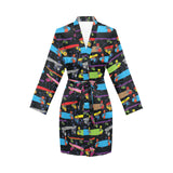 Skate Board Pattern Print Design 03 Women's Long Sleeve Belted Night Robe