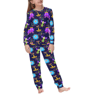 Alien Pattern Print Design 01 Kids' Boys' Girls' All Over Print Pajama Set