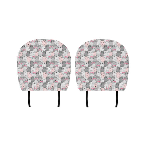 Hippopotamus Pattern Print Design 03 Car Headrest Cover