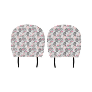 Hippopotamus Pattern Print Design 03 Car Headrest Cover