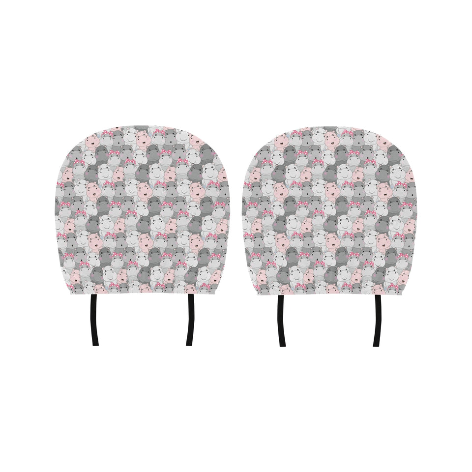 Hippopotamus Pattern Print Design 03 Car Headrest Cover