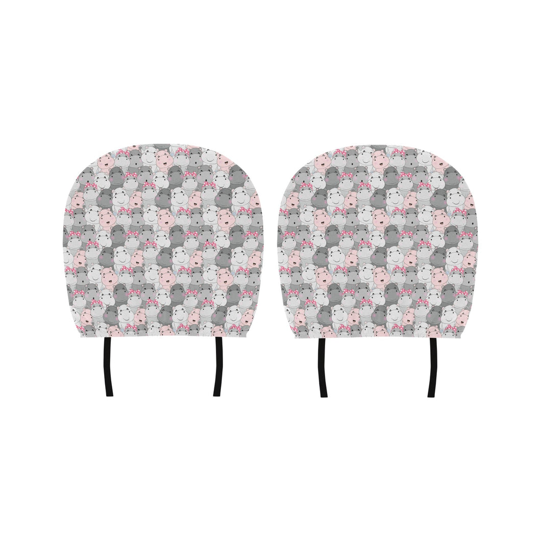 Hippopotamus Pattern Print Design 03 Car Headrest Cover