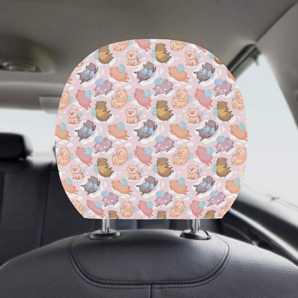 Pig Pattern Print Design 02 Car Headrest Cover