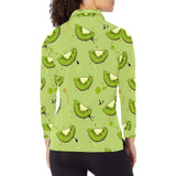 Kiwi Pattern Background Women's Long Sleeve Polo Shirt