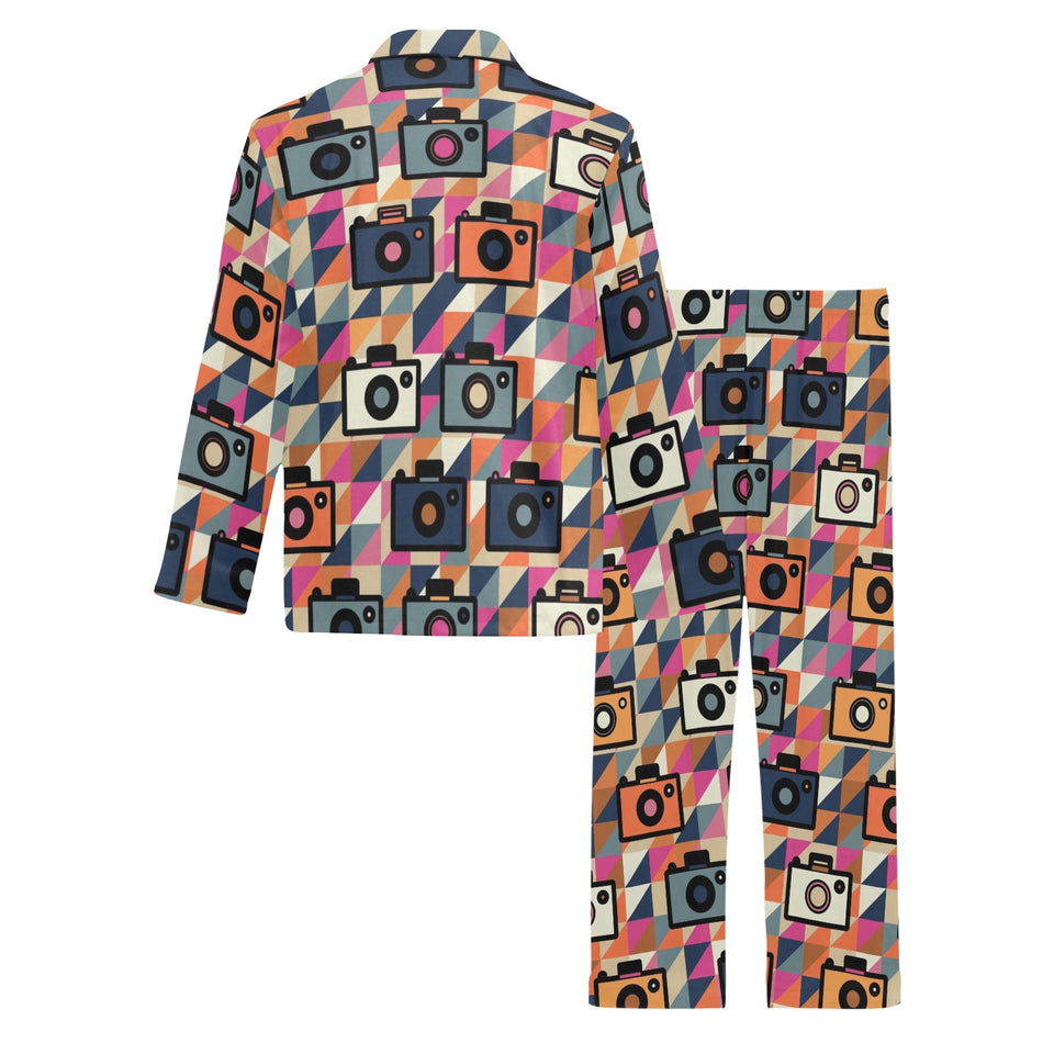 Camera Pattern Print Design 01 Men's Long Pajama Set