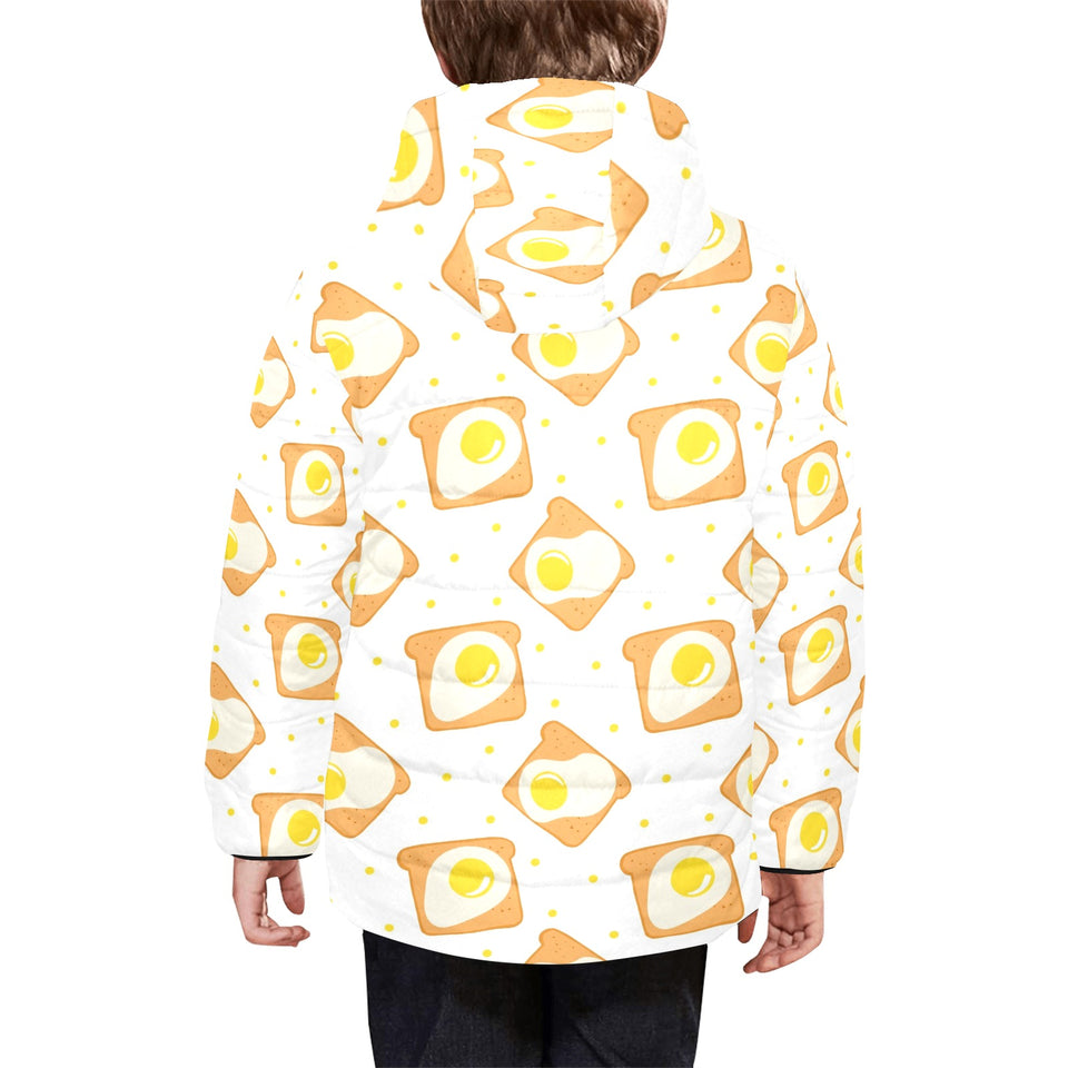 Bread Toast Pattern Print Design 02 Kids' Boys' Girls' Padded Hooded Jacket