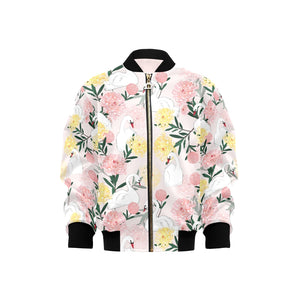 Swan Flower Pattern Kids' Boys' Girls' Bomber Jacket