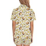 Potato Chips Pattern Print Design 01 Women's V-Neck Short Pajama Set