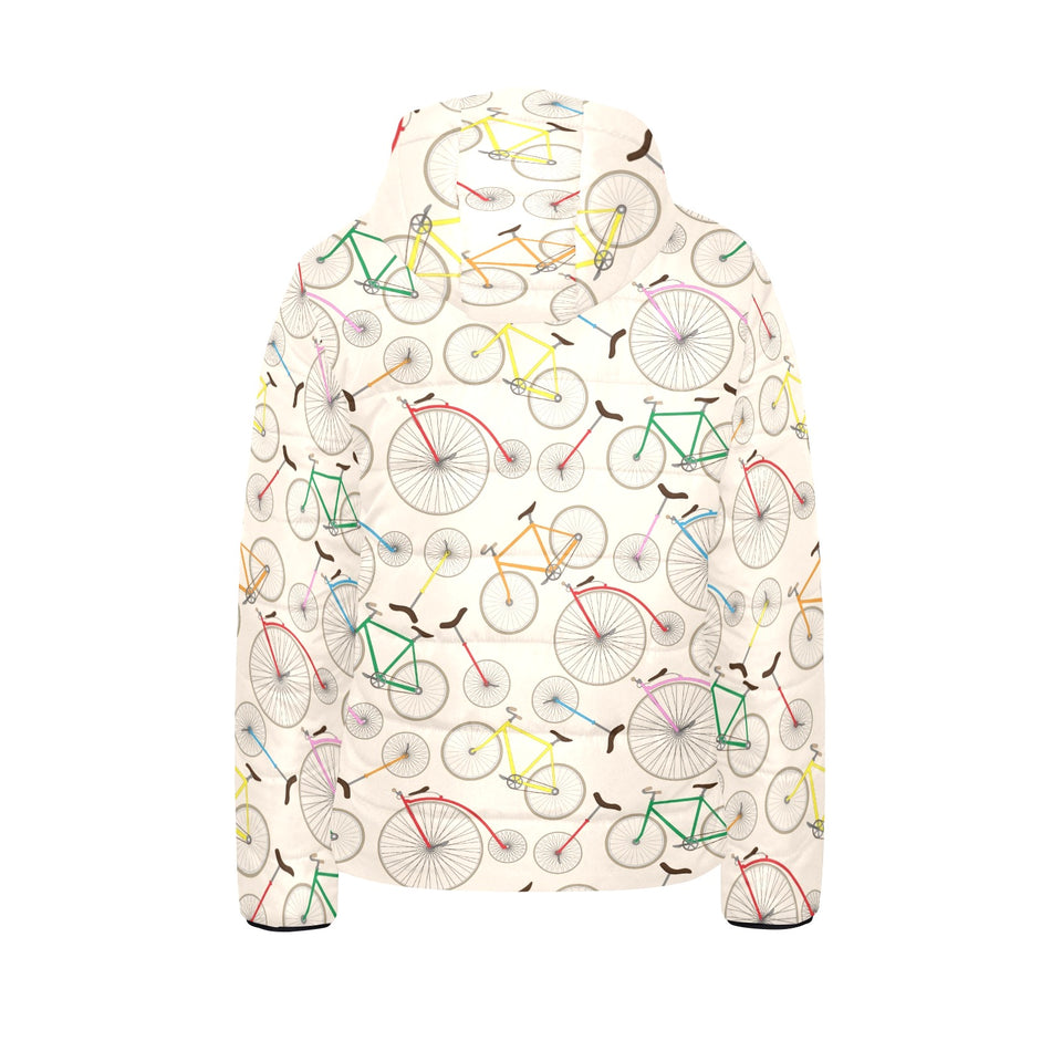 Bicycle Pattern Print Design 04 Kids' Boys' Girls' Padded Hooded Jacket