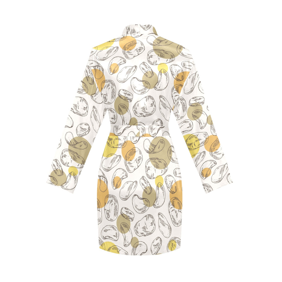 Potato Chips Pattern Print Design 02 Women's Long Sleeve Belted Night Robe