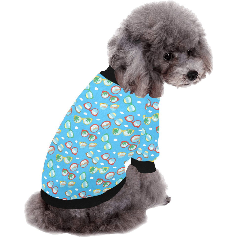 Sun Glasses Pattern Print Design 03 All Over Print Pet Dog Round Neck Fuzzy Shirt