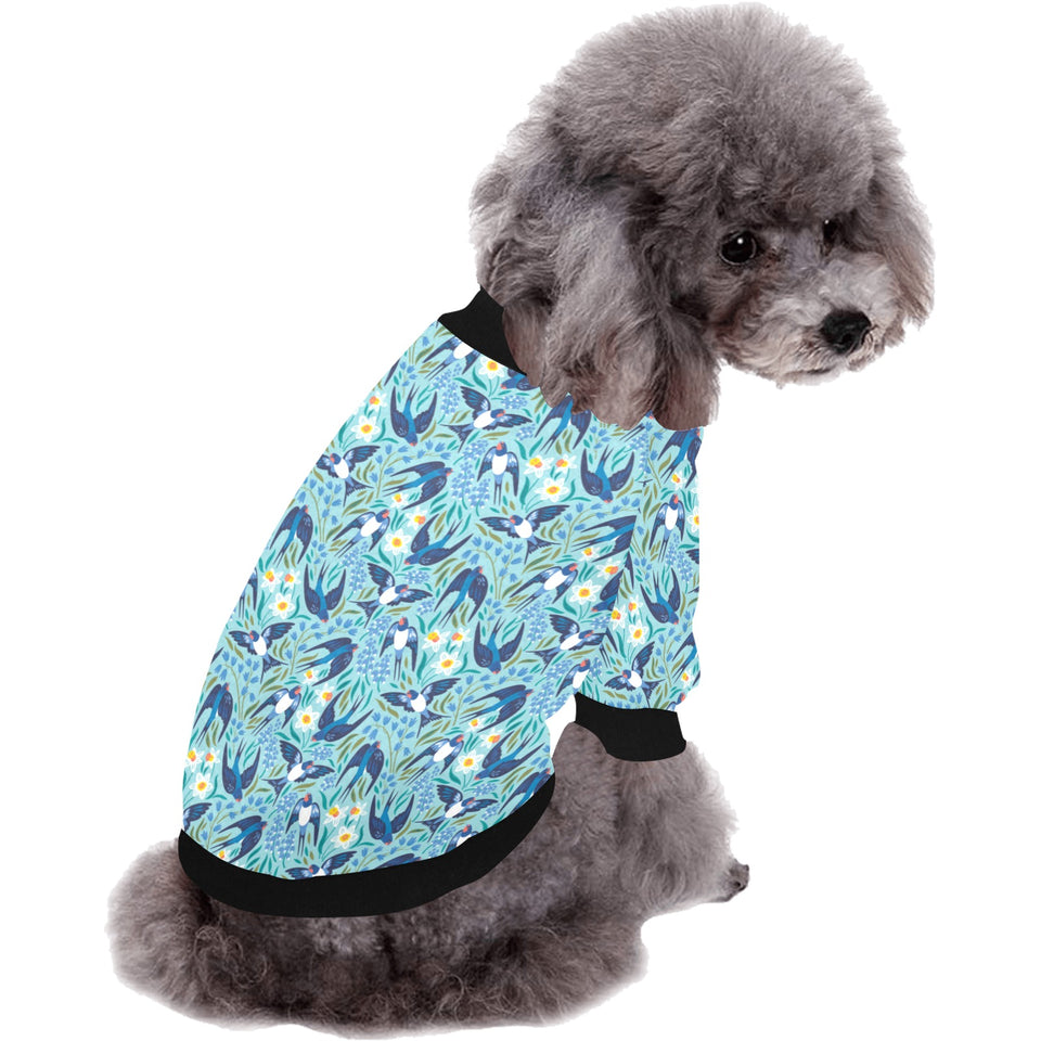 Swallow Pattern Print Design 05 All Over Print Pet Dog Round Neck Fuzzy Shirt