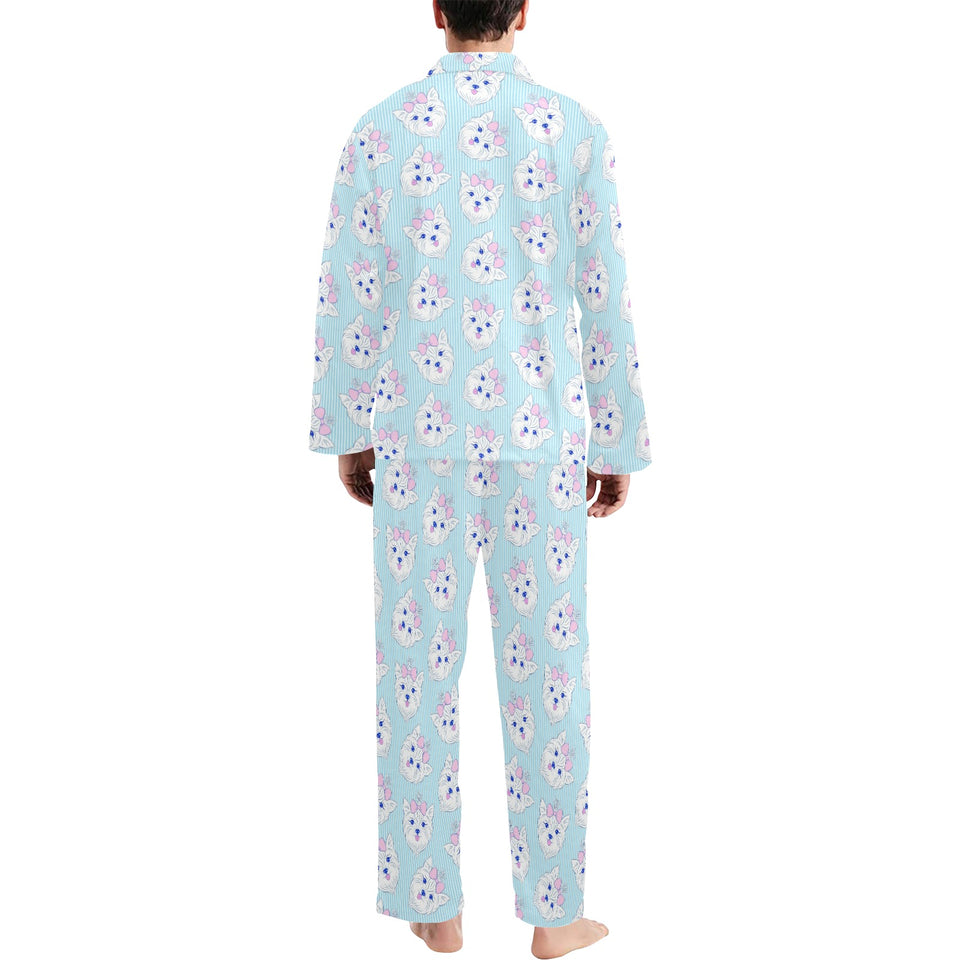 Yorkshire Terrier Pattern Print Design 01 Men's Long Pajama Set