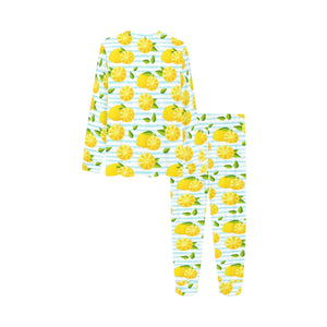 Lemon Pattern Stripe Background Kids' Boys' Girls' All Over Print Pajama Set