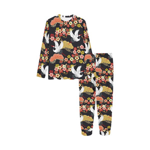 Japanese Crane Pattern Kids' Boys' Girls' All Over Print Pajama Set