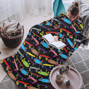 Skate Board Pattern Print Design 03 Blanket Robe with Sleeves