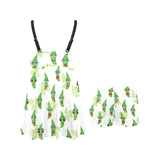 Green Peas Pattern Print Design 04 Chest Sexy Pleated Two Piece Swim Dress