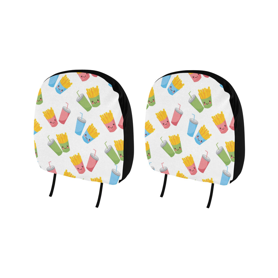 Colorful French Fries Pattern Car Headrest Cover