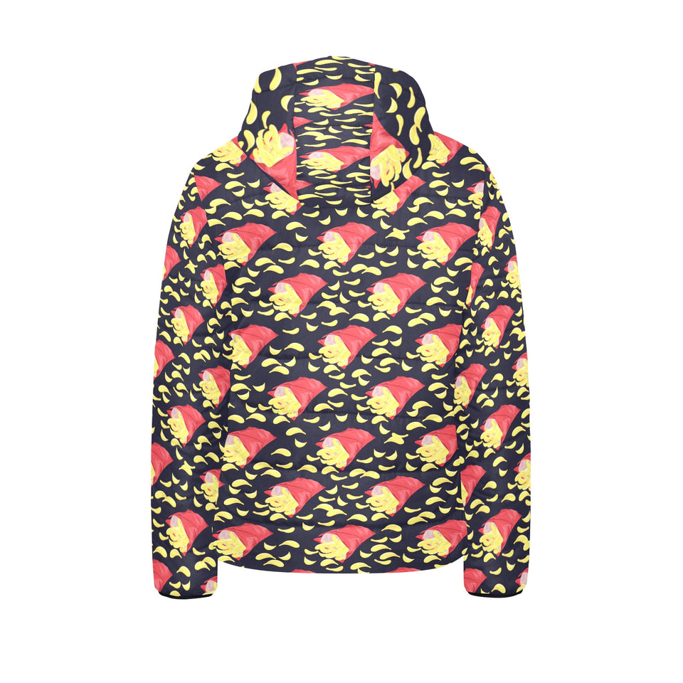 Potato Chips Pattern Print Design 05 Kids' Boys' Girls' Padded Hooded Jacket