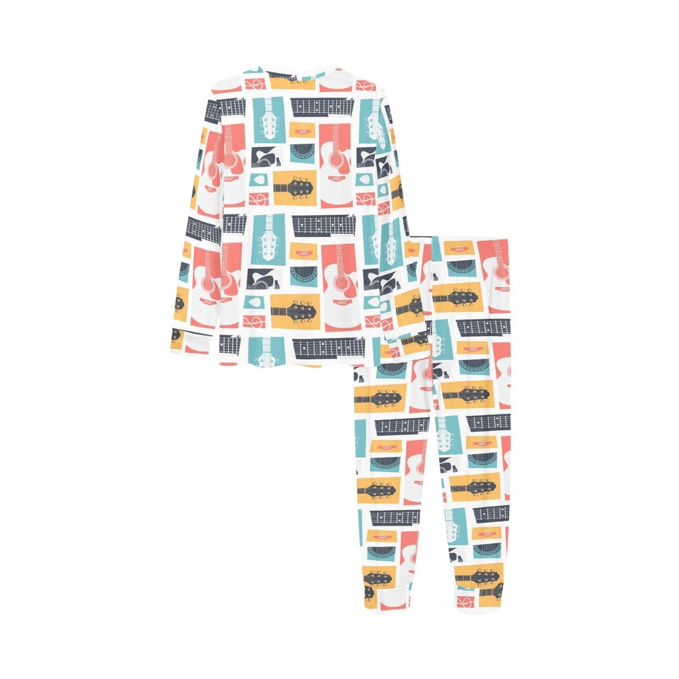 Guitar Pattern Background Kids' Boys' Girls' All Over Print Pajama Set