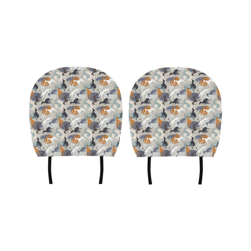 Greyhound Pattern Print Design 04 Car Headrest Cover