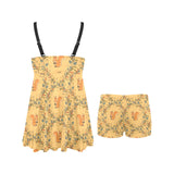 Squirrel Pattern Print Design 01 Chest Sexy Pleated Two Piece Swim Dress